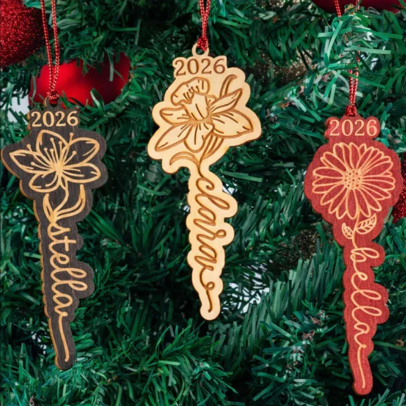 Personalized Birth Flower Cut Ornament