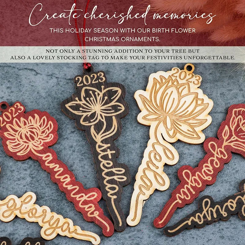 Personalized Birth Flower Cut Ornament - GiftShire