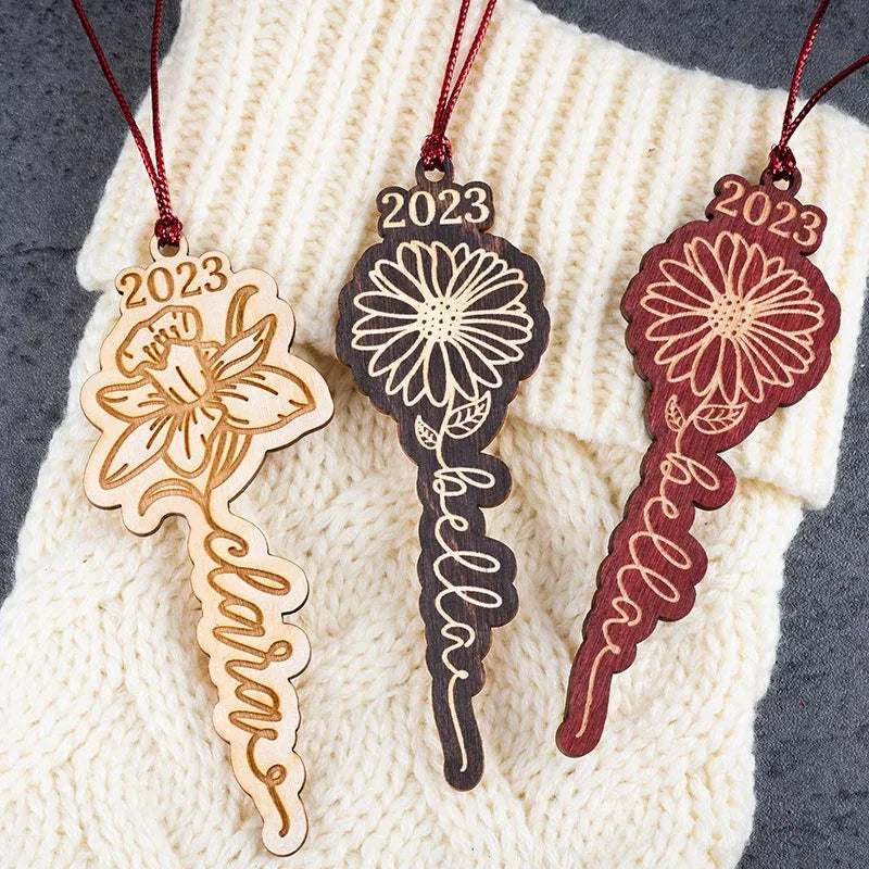 Personalized Birth Flower Cut Ornament - GiftShire