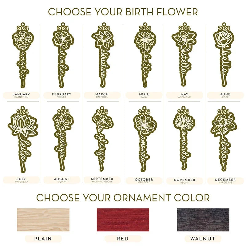 Personalized Birth Flower Cut Ornament - GiftShire
