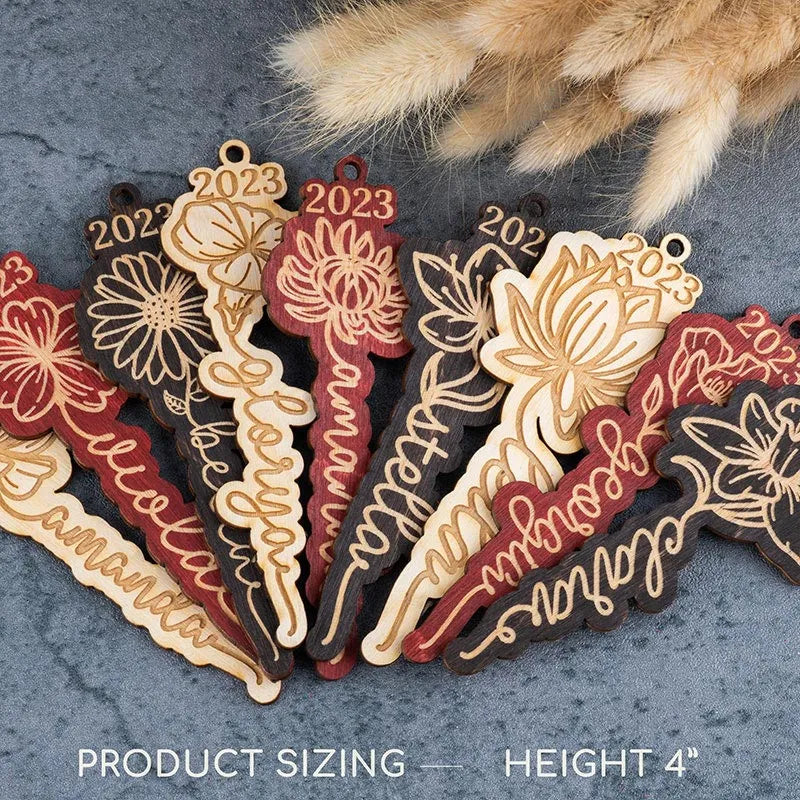 Personalized Birth Flower Cut Ornament - GiftShire
