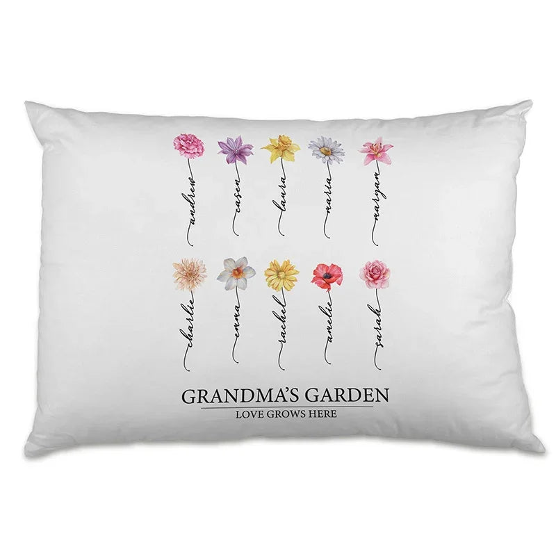 Personalized Birth Month Flowers Pillow - Grandma's Garden - GiftShire