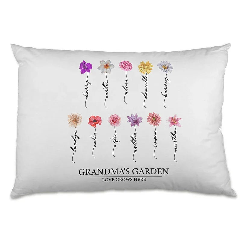 Personalized Birth Month Flowers Pillow - Grandma's Garden - GiftShire