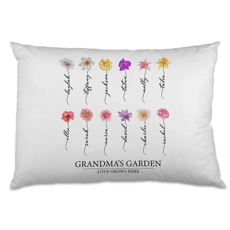 Personalized Birth Month Flowers Pillow - Grandma's Garden - GiftShire