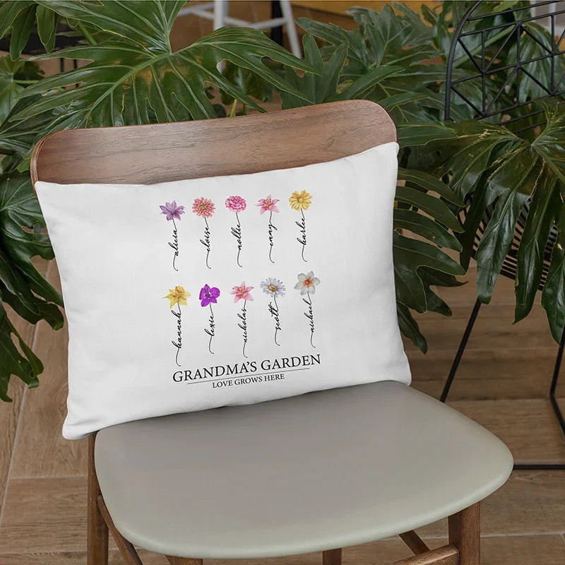 Personalized Birth Month Flowers Pillow - Grandma's Garden - GiftShire