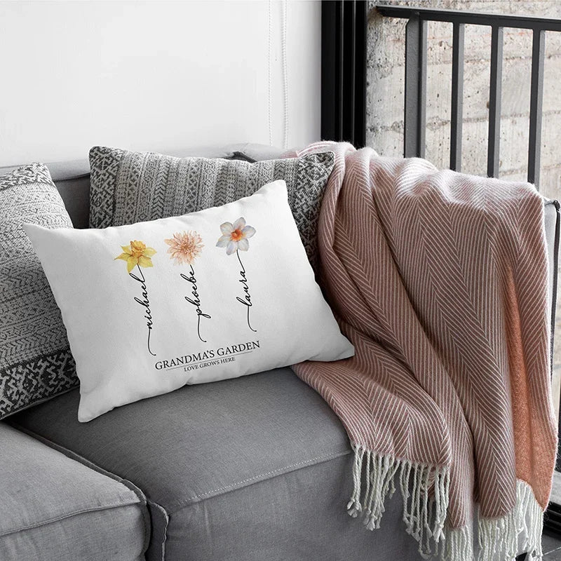Personalized Birth Month Flowers Pillow - Grandma's Garden - GiftShire