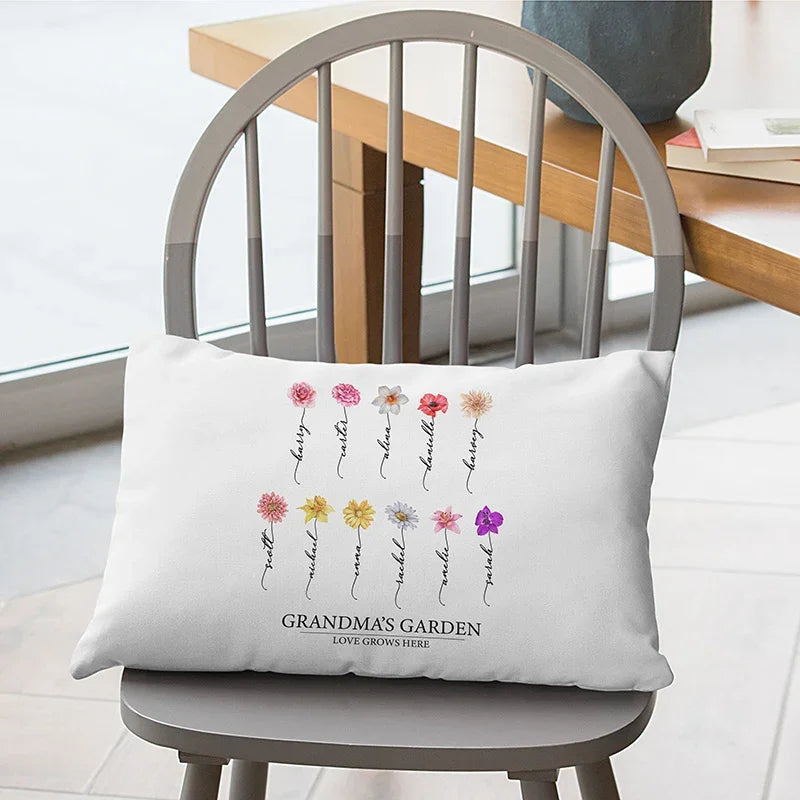 Personalized Birth Month Flowers Pillow - Grandma's Garden - GiftShire