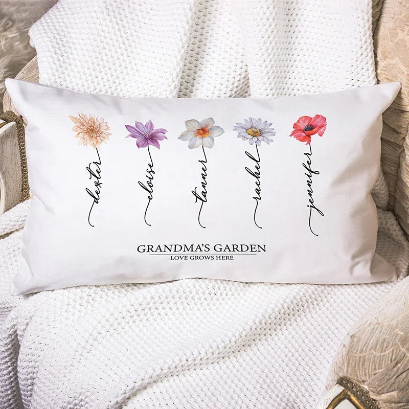 Personalized Birth Month Flowers Pillow - Grandma's Garden - GiftShire
