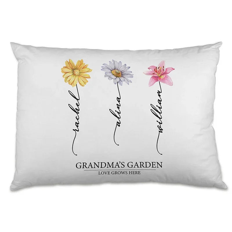 Personalized Birth Month Flowers Pillow - Grandma's Garden - GiftShire