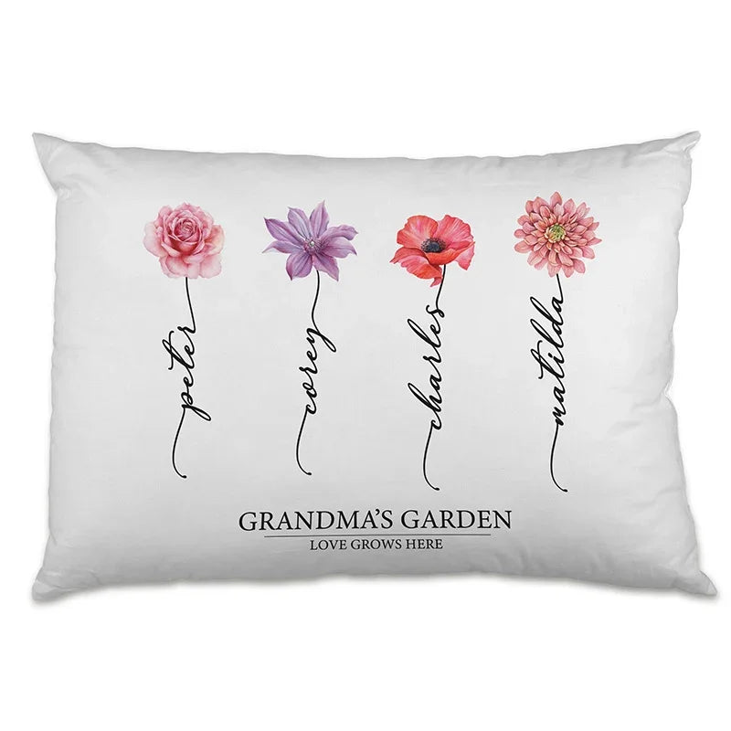 Personalized Birth Month Flowers Pillow - Grandma's Garden - GiftShire