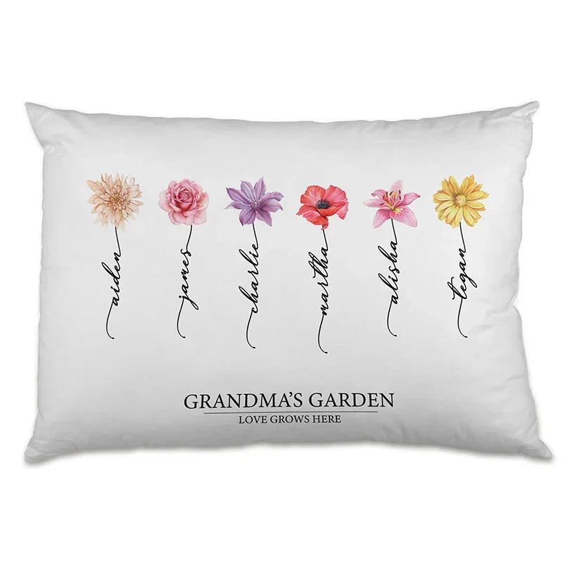Personalized Birth Month Flowers Pillow - Grandma's Garden - GiftShire