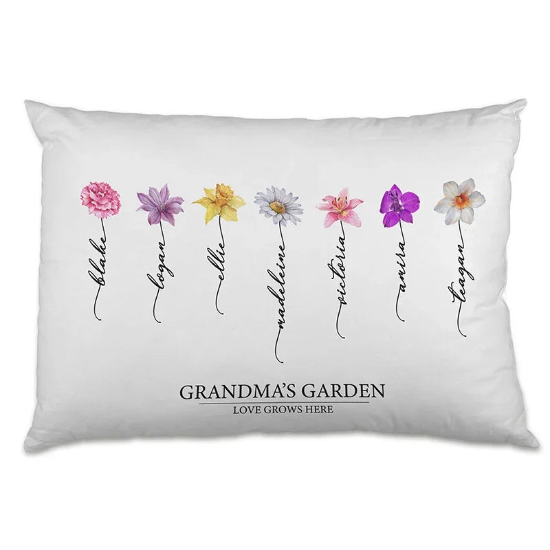 Personalized Birth Month Flowers Pillow - Grandma's Garden - GiftShire