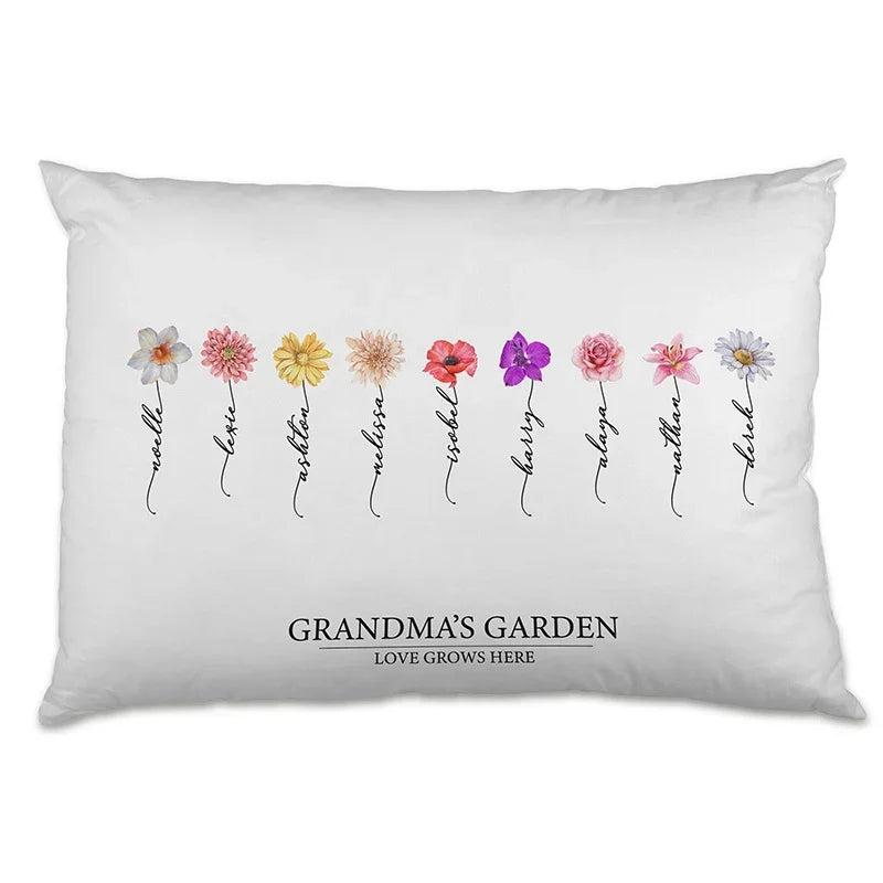 Personalized Birth Month Flowers Pillow - Grandma's Garden - GiftShire