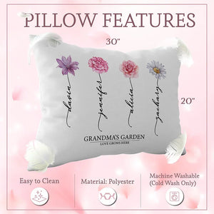Personalized Birth Month Flowers Pillow - Grandma's Garden - GiftShire