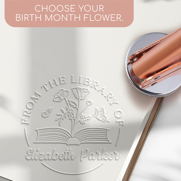 Personalized Book Embosser, Custom Birth Flower Book Mark