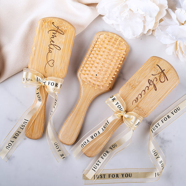 Personalized Bridesmaid Hair Brush with Bamboo Bristles
