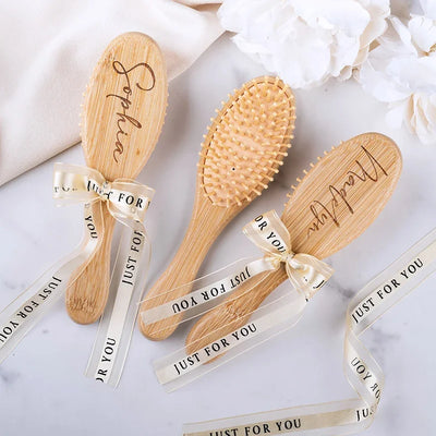 Personalized Bridesmaid Hair Brush with Bamboo Bristles