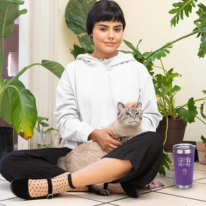 Personalized Cat Mom Tumbler with Custom Name Paw Prints - GiftShire