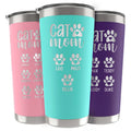 Personalized Cat Mom Tumbler with Custom Name Paw Prints - GiftShire