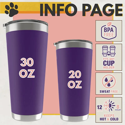 Personalized Cat Mom Tumbler with Custom Name Paw Prints - GiftShire