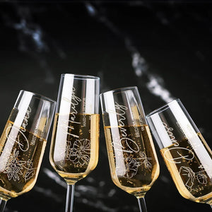 Personalized Champagne Flute with Bridesmaid's Birth Flower - GiftShire