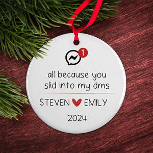 Personalized Couple Ornament, Swiped Right Christmas Ornament for Couples - GiftShire