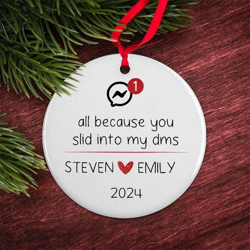 Personalized Couple Ornament, Swiped Right Christmas Ornament for Couples - GiftShire