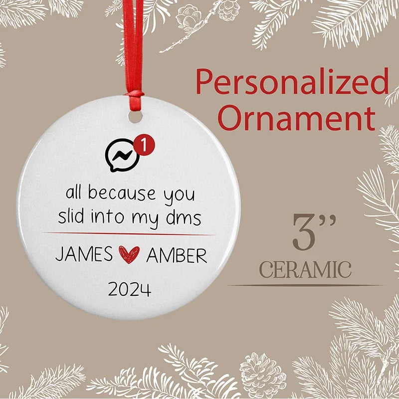 Personalized Couple Ornament, Swiped Right Christmas Ornament for Couples - GiftShire