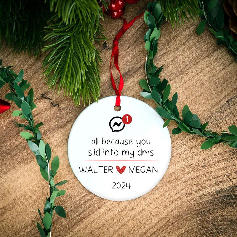 Personalized Couple Ornament, Swiped Right Christmas Ornament for Couples - GiftShire
