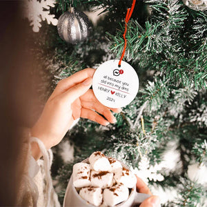 Personalized Couple Ornament, Swiped Right Christmas Ornament for Couples - GiftShire