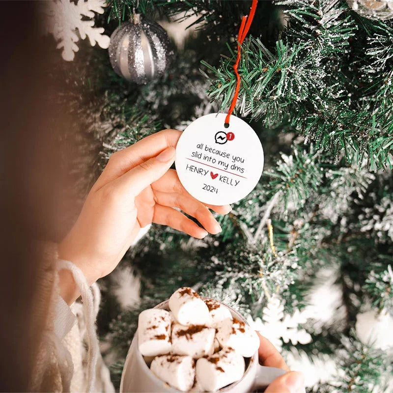 Personalized Couple Ornament, Swiped Right Christmas Ornament for Couples - GiftShire