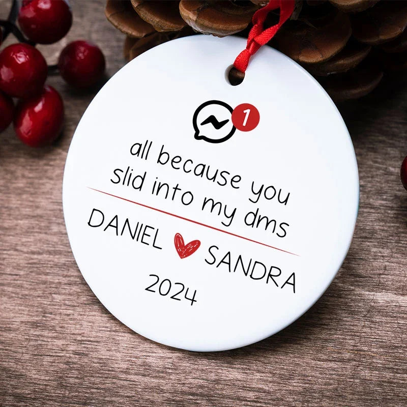Personalized Couple Ornament, Swiped Right Christmas Ornament for Couples - GiftShire