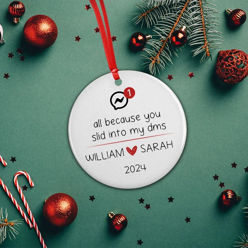 Personalized Couple Ornament, Swiped Right Christmas Ornament for Couples - GiftShire