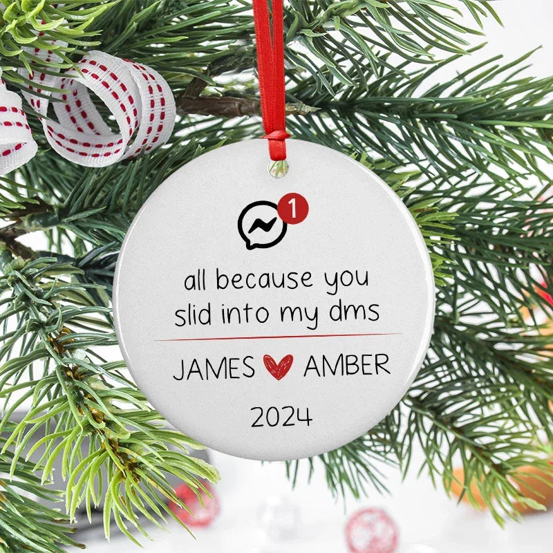 Personalized Couple Ornament, Swiped Right Christmas Ornament for Couples - GiftShire
