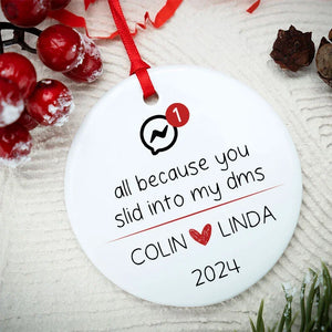Personalized Couple Ornament, Swiped Right Christmas Ornament for Couples - GiftShire