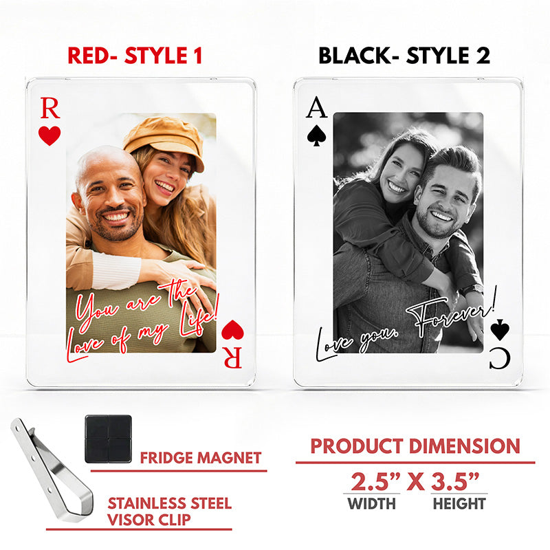 Personalized Couple Photo Car Visor Clip and Fridge Magnet