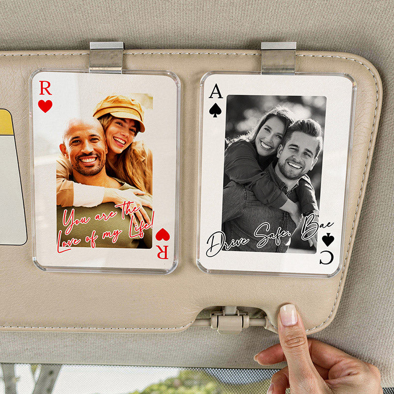 Personalized Couple Photo Car Visor Clip and Fridge Magnet