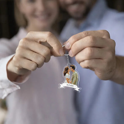 Personalized Couple Photo Keychain – Acrylic Photo Car Ornaments & Keychain