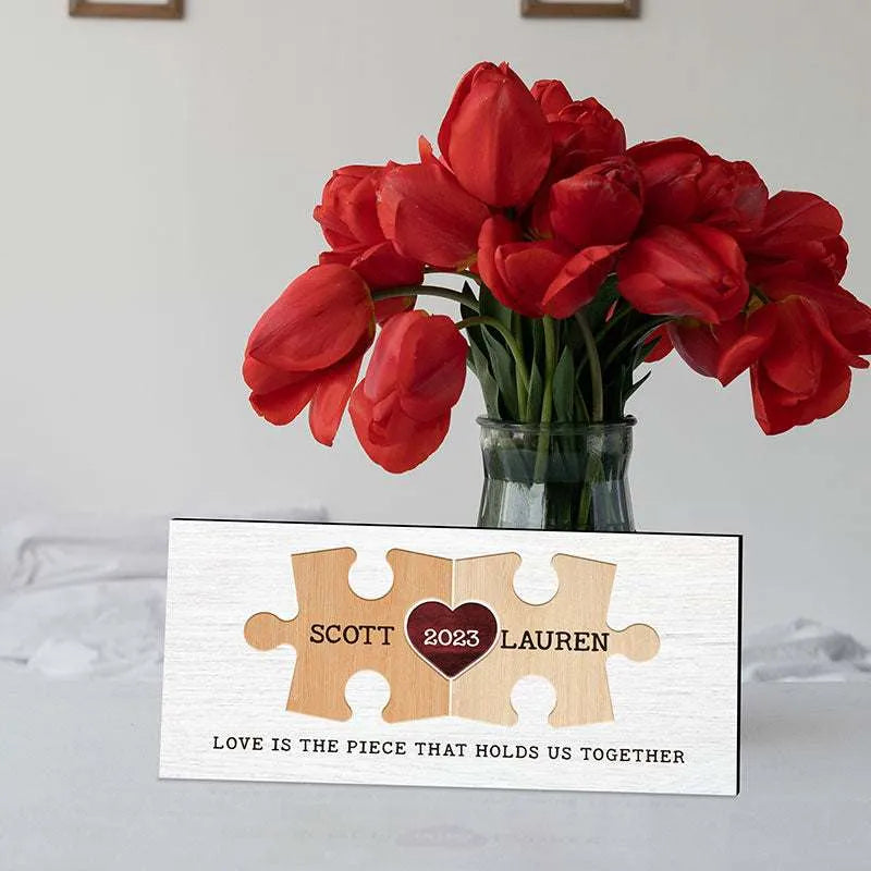 Personalized Couple Puzzle Sign, Christmas Gift for Wife, Husband - GiftShire