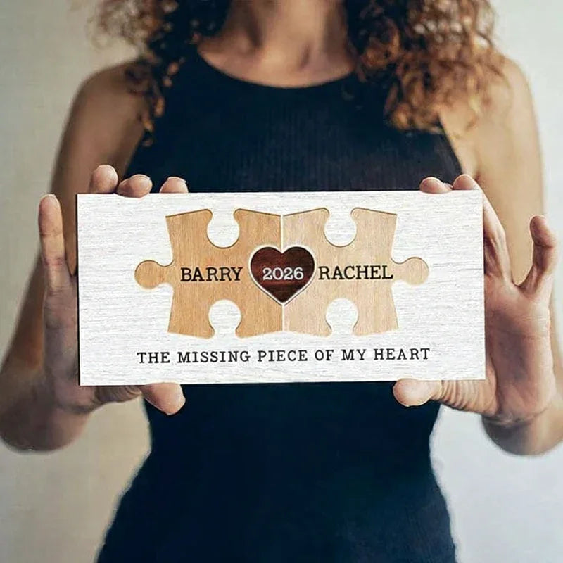 Couples Puzzle Sign with Name & Heart Melting Quote
