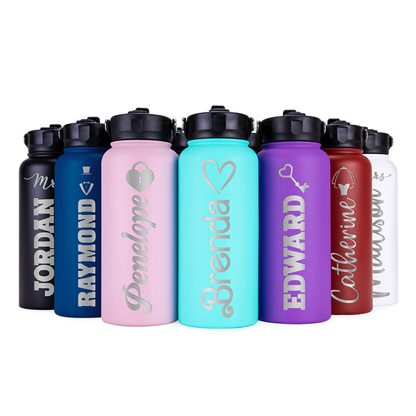 Personalized Couple Water Bottles: Choose Your Icon - GiftShire