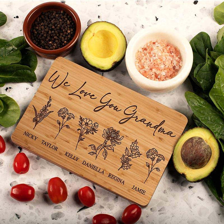 Personalized Cutting Board, Grandma’s Garden Bamboo Cutting Board, Christmas Gift for Mom - GiftShire