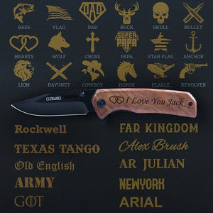 Personalized Engraved USA Flag Pocket Knife - Walnut Wood - GiftShire