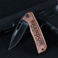 Personalized Engraved USA Flag Pocket Knife - Walnut Wood - GiftShire