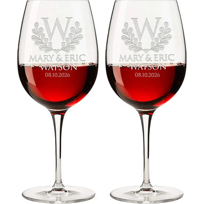 Personalized Engraved Wine Glasses Set of 2