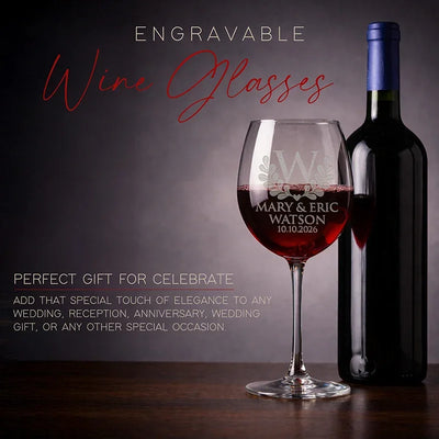 Personalized Engraved Wine Glasses Set of 2