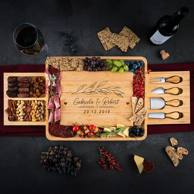 Personalized Expandable CheeseBoard with Utensil Set