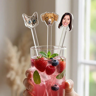 Personalized Face Drink Stirrers with Custom Photo