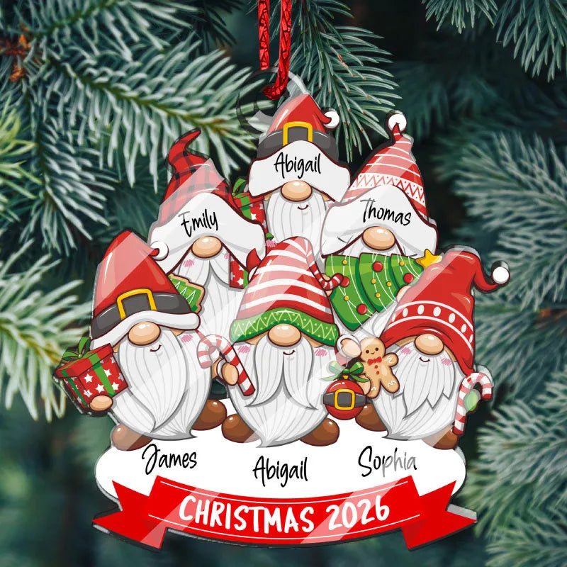 Personalized Family Gnome Cut Out Christmas Ornaments