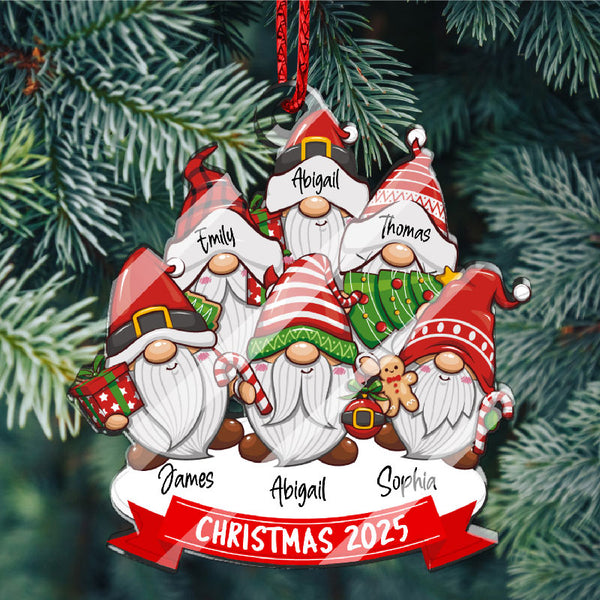 Personalized Family Gnome Cut Out Christmas Ornaments